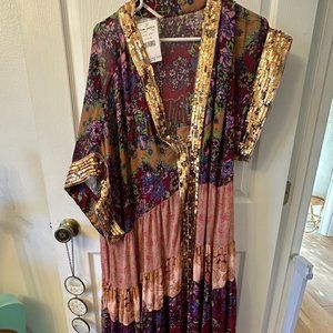 Free People One Fine Day Maxi Dress Top XL Sequin